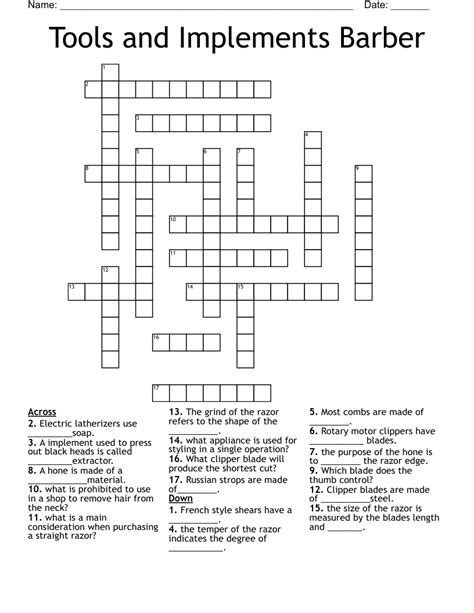 Barber's tool crossword. Things To Know About Barber's tool crossword. 